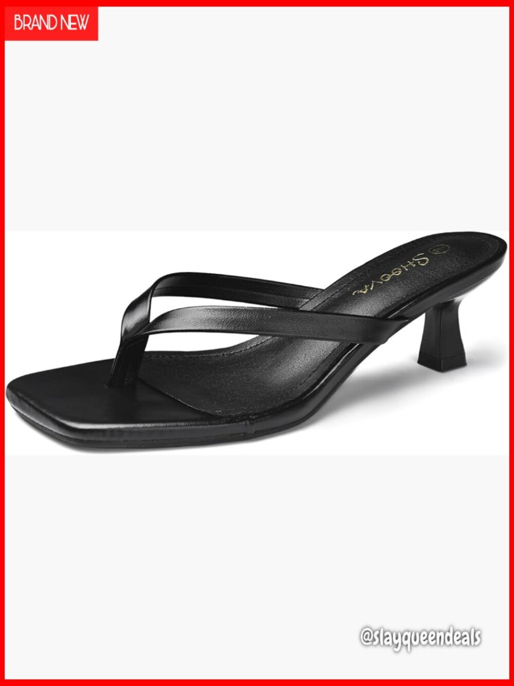 Kitten Heels Square Toe Sandals 2 Inch Low Heel Dressy Thong Slip On Comfort